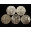 Image 2 : 5 ASSORTED 40% SILVER KENNEDY HALF DOLLARS