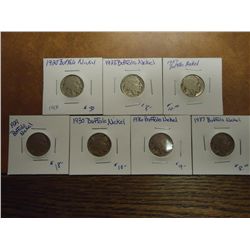 1920,23,27,29,30,36 & 37 BUFFALO NICKELS