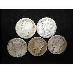 5 TEENS MERCURY DIMES