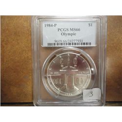 1984-P US OLYMPIC SILVER DOLLAR PCGS MS66