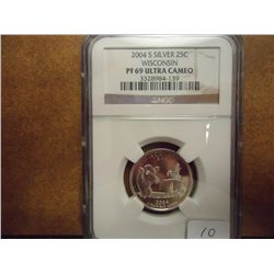 2004-S SILVER WISCONSIN QUARTER NGC PF69 ULTRA CAM