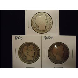 1904,06-S & 08 BARBER HALF DOLLARS