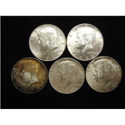 5 ASSORTED 40% SILVER KENNEDY HALF DOLLARS
