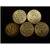 Image 2 : 5 ASSORTED 40% SILVER KENNEDY HALF DOLLARS