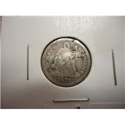 1877-CC SEATED LIBERTY DIME  MARKS