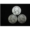 Image 1 : 3 ASSORTED 1940'S WASHINGTON SILVER QUARTERS