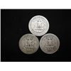 Image 2 : 3 ASSORTED 1940'S WASHINGTON SILVER QUARTERS