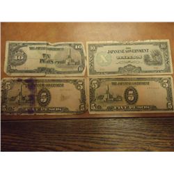2-5 & 2-10 PESO WWII JAPANESE INVASION CURRENCY