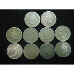 10 ASSORTED 1880'S INDIAN HEAD CENTS