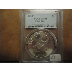 1995-P CIVIL WAR SILVER DOLLAR PCGS MS68