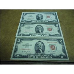 1953-A, B & C $2 US NOTES 1953-B IS A STAR NOTE