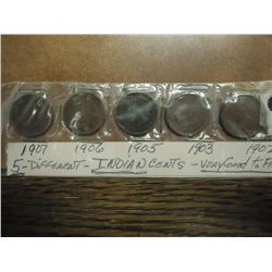 1902,03,05,06 & 07 INDIAN HEAD CENTS