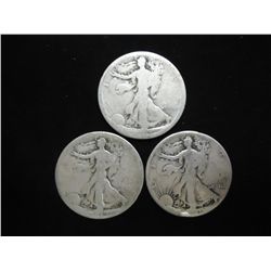 GET YOUR SILVER HERE  3 WALKING LIBERTY HALVES
