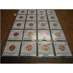 ERRORS SHEET OF 20-1995 UNC LINCOLN CENTS WITH