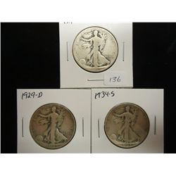 1919,29-D & 34-S WALKING LIBERTY HALF DOLLARS