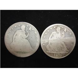 1854-O & 1875 SEATED LIBERTY HALF DOLLARS