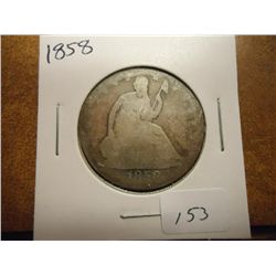 1858 SEATED LIBERTY HALF DOLLAR