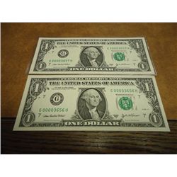 2-2003-A $1 FRN'S LOW CONSECUTIVE SERIAL 'S (UNC)