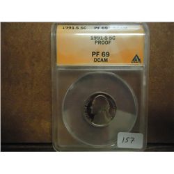 1991-S JEFFERSON NICKEL ANACS PF69 DCAM