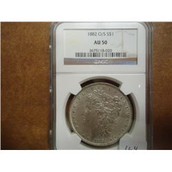 1882-O/S MORGAN SILVER DOLLAR NGC AU50