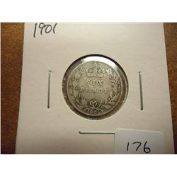 1901 GREAT BRITAIN SILVER 6 PENCE