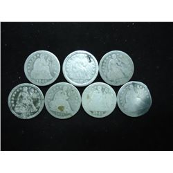 7 ASSORTED 1840'S SEATED LIBERTY DIMES