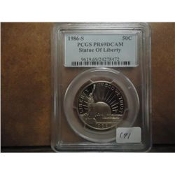 1986-S STATUE OF LIBERTY HALF DOLLAR PCGS PR69