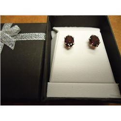 STERLING SILVER EARRINGS WITH GARNET GEMSTONES