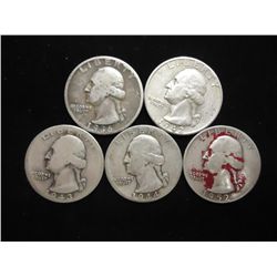 1936,42,43-D,44 & 52-S WASHINGTON SILVER QUARTERS