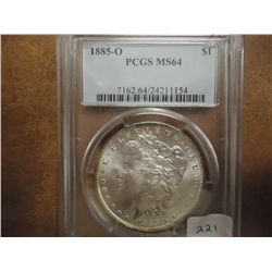 1885-O MORGAN SILVER DOLLAR PCGS MS64