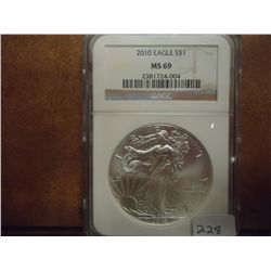2010 AMERICAN SILVER EAGLE NGC MS69