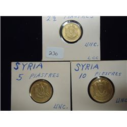 SYRIA 2 1/2, 5 & 10 PIASTRES UNC