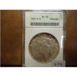 1927-S PEACE SILVER DOLLAR ANACS AU50