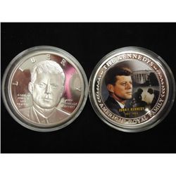2 PROOF KENNEDY TOKENS ONE IS SILVER PLATED