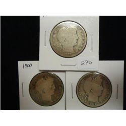 1899,1900 & 1901 BARBER HALF DOLLARS