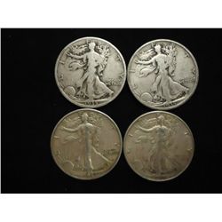 1935,35-S,42-S & 44 WALKING LIBERTY HALF DOLLARS