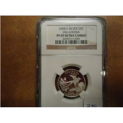 2008-S SILVER OKLAHOMA QUARTER NGC PF69 ULTRA CAM