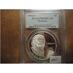 1993-S MADISON  BILL OF RIGHTS  SILVER DOLLAR PCGS