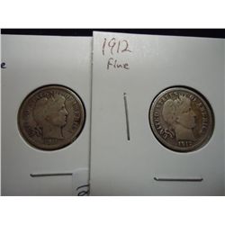1911 (FINE) & 1912 (FINE) BARBER DIMES