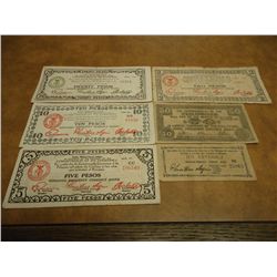 6 PIECES OF WWII PHILIPINNES GUERRILLA MONEY