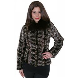Sheared Mink Section Jacket with Fox Collar