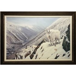 "Goat on Alert" framed canvas print