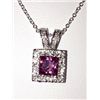 Image 1 : 18K white gold chain wiith pink sapphire & diamond pendant