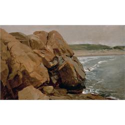 Property of a collector JERVIS MCENTEE (1828-1891) Bass Rocks, 1872 signed with monogrammed...