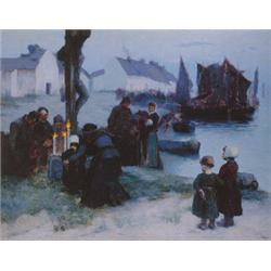 A private collection LOUIS PAUL DESSAR (1867-1952) The Departure of the Fishermen in the Ear...