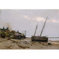Another owner EDWARD DARLEY BOIT (1840-1916) Ships on a Beach, Villerville, France, 1881 sig...