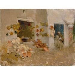 A private collector WILLARD LEROY METCALF (1858-1925) Pottery Shop at Tunis, 1887 signed and...