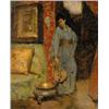 Image 1 : Another owner WILLIAM MERRITT CHASE (1849-1916) Woman in Kimono Holding a Japanese Fan signe...