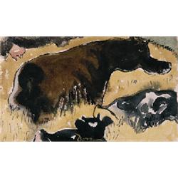 A private collector ARTHUR DOVE (1880-1946) Brown Cow, 1937 signed "Dove" (lower center) w...