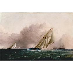 A private collector JAMES E. BUTTERSWORTH (1817-1894) N.Y.Y.C. Schooner Yacht 'Estelle' Runni...